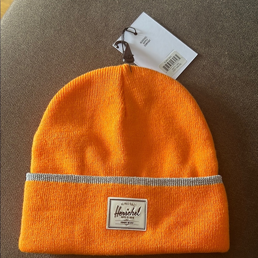 Herschel Supply Co. “Safety Orange” Elmer Beanie with silver Stripe